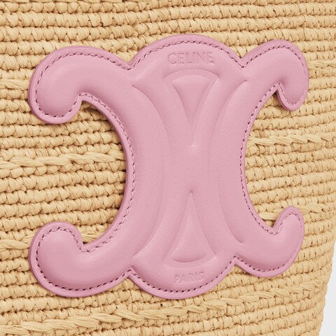Céline - Classic Basket Small Soft Model Raffia and Calfskin Pink