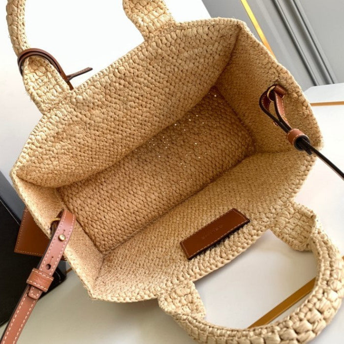 Celine - Small Tote Thais Raffia Calfskin Top