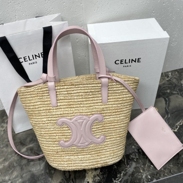 Céline - Classic Basket Small Soft Model Raffia and Calfskin