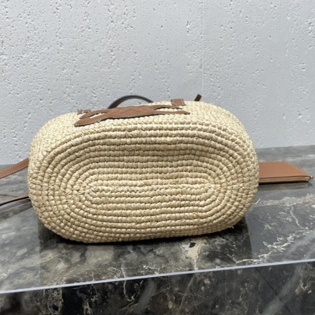 Céline - Classic Basket Small Soft Model Raffia and Calfskin
