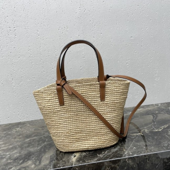 Céline - Classic Basket Small Soft Model Raffia and Calfskin