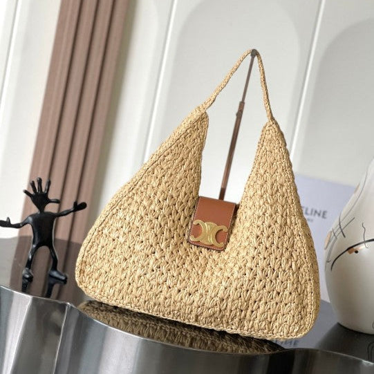 C­eli­ne - Classic Basket Triangle Tote Raffia Calfskin