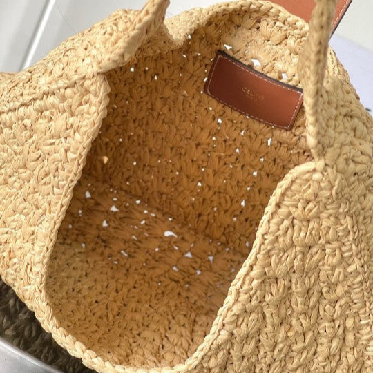 C­eli­ne - Classic Basket Triangle Tote Raffia Calfskin