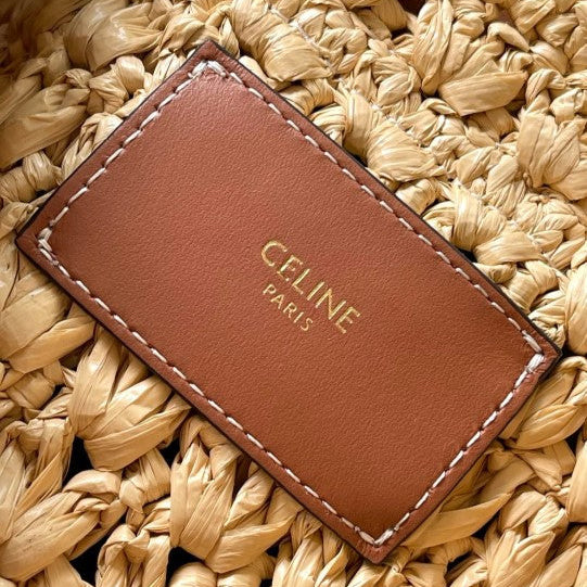 C­eli­ne - Classic Basket Triangle Tote Raffia Calfskin