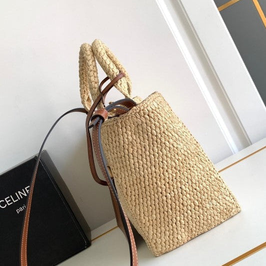 C­eli­ne - Small Tote Thais Raffia Calfskin Top