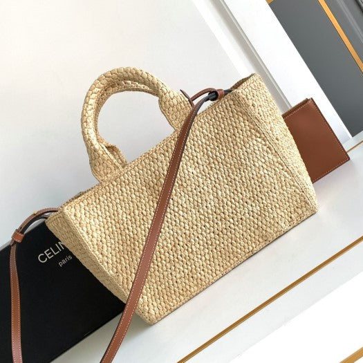 C­eli­ne - Small Tote Thais Raffia Calfskin Top