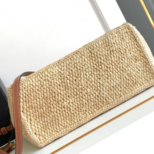 C­eli­ne - Small Tote Thais Raffia Calfskin Top