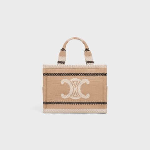 C­eli­ne - Small Tote Thais Striped Textile Beige Black